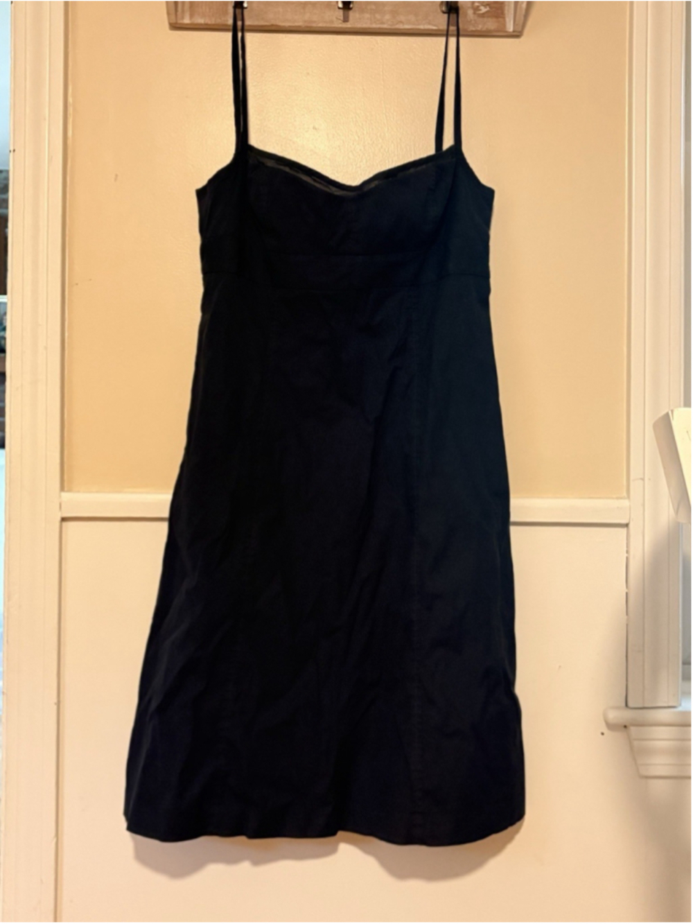 Vintage J.Crew Black Spaghetti Strap Sundress Womens 8 A-Line Midi Dress